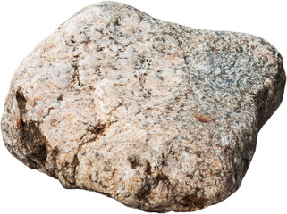 Rock with Mixed Texture and Cracks on Transparent Background - Granite Type Stone with Wavy Surface In Detail