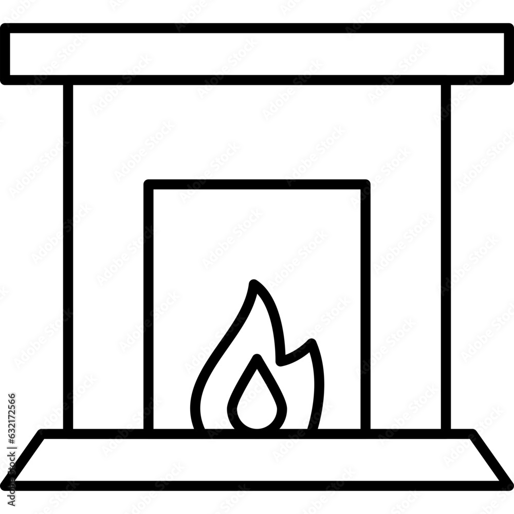 Sticker fireplace icon