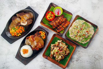 Freshly cooked assorted Filipino food