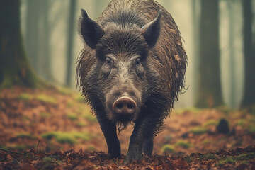wild boar in forest - Powered by Adobe