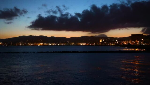time lapse of sunset by the sea in palma de mallorca