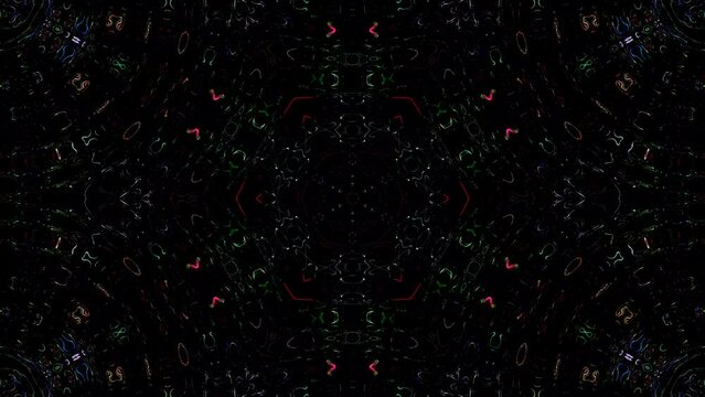 Abstract background moving stripes and flashing with shining light dots. Animation with circles	