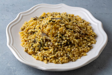 Herbed bulgur pilaf. 