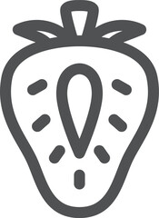 Obraz premium 線画のシンプル果物の単品アイコン 苺 断面