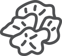 線画のシンプルキノコの単品アイコン　キクラゲ