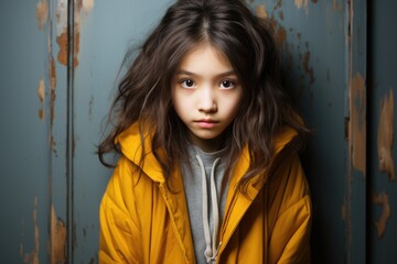 Generative AI - Vulnerable Expressions: Scared, Angry, and Neglected Poor Kid Girl in Minimalist Surroundings