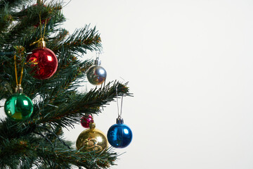 detail of a Christmas tree with ornaments