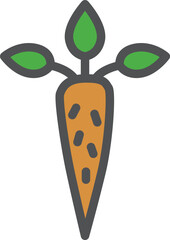 カラーシンプル野菜の単品アイコン　ゴボウ