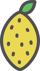 カラーシンプル果物の単品アイコン　レモン