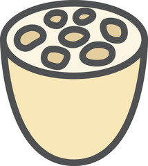 カラーシンプル野菜の単品アイコン　レンコン