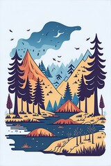 Beautiful highland landscape. AI generated illustration