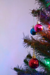 detail of a Christmas tree with ornaments