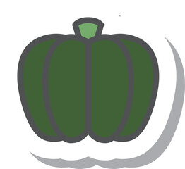 ステッカー風シンプル野菜の単品アイコン　かぼちゃ