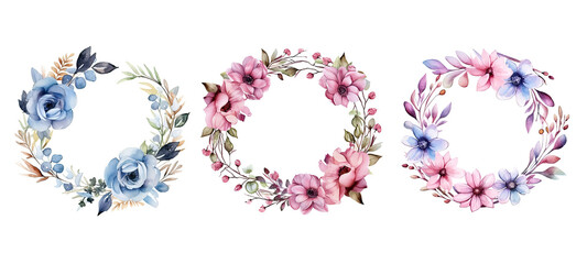 frame floral wreath crown watercolor