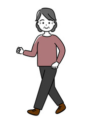 ウォーキングを楽しむおばあちゃん（高齢女性）