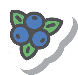 ステッカー風シンプル果物の単品アイコン　ブルーベリー