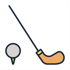 Golf stick and ball cartoon vector illustration. Vector cartoon Illustration suitable for poster, brochure, web, mascot, sticker, logo and icon.