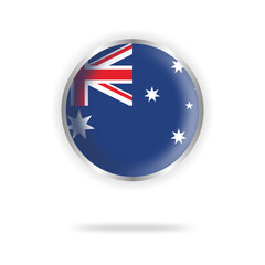 Australia flag circle design with transparent background silver frame