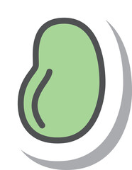 ステッカー風シンプル野菜の単品アイコン　そら豆