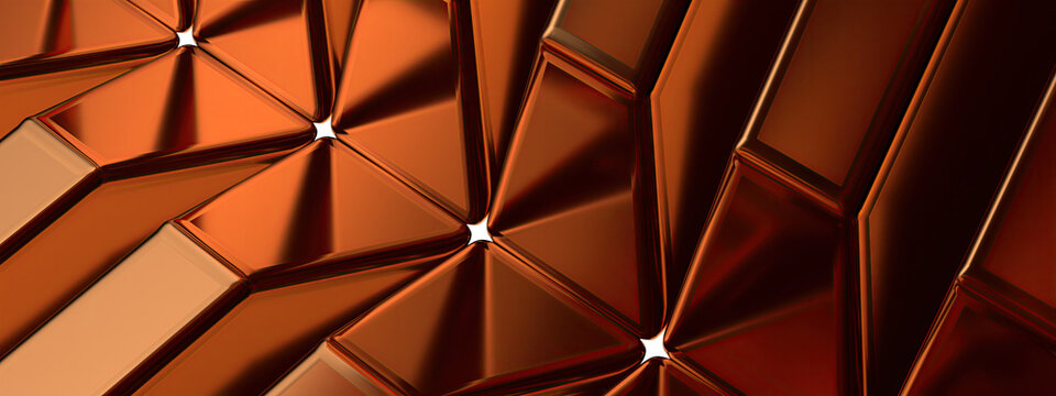 Geometric ingot-like geometric bronze metallic Elegant and Modern 3D Rendering image background