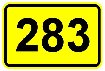 Illustration eines Bundesstraßenschildes der B 283 in Deutschland	
