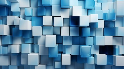 cubes arranged as wall in blue and white.