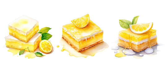 dessert lemon bar watercolor
