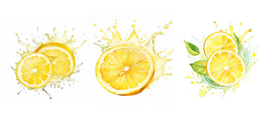citrus lemon cut splash juice watercolor