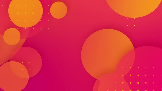 4k abstract magenta orange fluid seamless loop background. Soft pink gradient moving circles. Wavy shapes with halftone polka dots. Hot red yellow color autumn. Dynamic animation. Simple sale backdrop