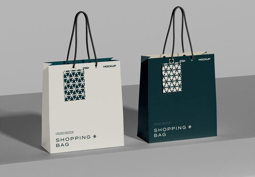 Two Paper Bags with Label Mockup