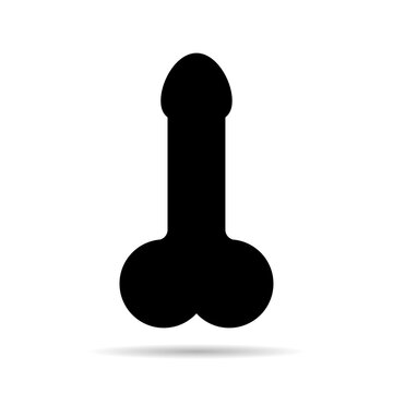Man anatomy organ shadow, penis pictogram icon, masculine genital web graphic vector illustration