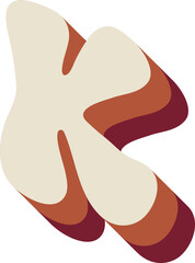 K Letters Retro Wavy Text Alphabet Papercut Font