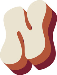 N Letters Retro Wavy Text Alphabet Papercut Font