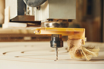 CNC router machine creates a layout of the shelf complex.