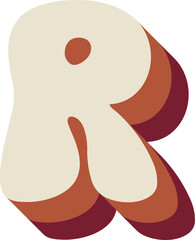 R Letters Retro Wavy Text Alphabet Papercut Font