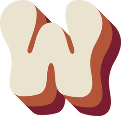 W Letters Retro Wavy Text Alphabet Papercut Font