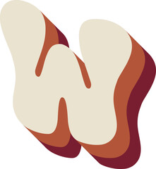 W Letters Retro Wavy Text Alphabet Papercut Font