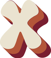 X Letters Retro Wavy Text Alphabet Papercut Font