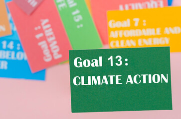 The Goal 13 : Climate Action. The SDGs 17 development goals environment. Environment Development concepts.