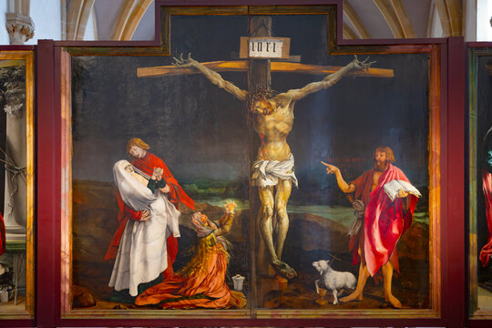 Unterlinden Museum. The Isenheim Altarpiece from sculpture Nikolaus Hagenauer and painter Matthias Gruenewald from 1512 to 1516.