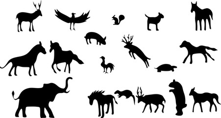set of animals silhouettes