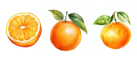 Fotobehang citrus orange watercolor © sevector