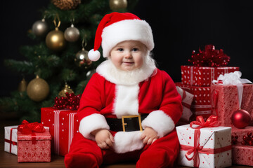 Baby santa with gifts 