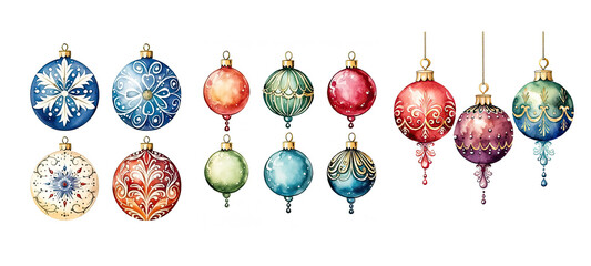 holiday ornament bauble set watercolor