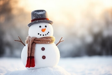 Obraz premium Cute fashionable snowman isolated on winter background 