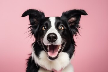 Fototapeta premium cute dog on pink background, AI Generated