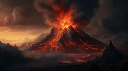 Fotobehang Mount Doom volcano in Mordor, Generative AI © James