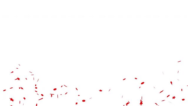 Red confetti party popper explosions on White and Green backgrounds, Alpha Channel 4K greeting animation