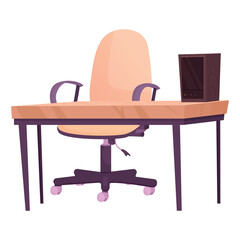 Vector cartoon desktop image. The concept of study and work. An element for your design.