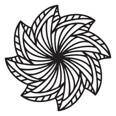 Floral doodle ornament One single flower page element tattoo